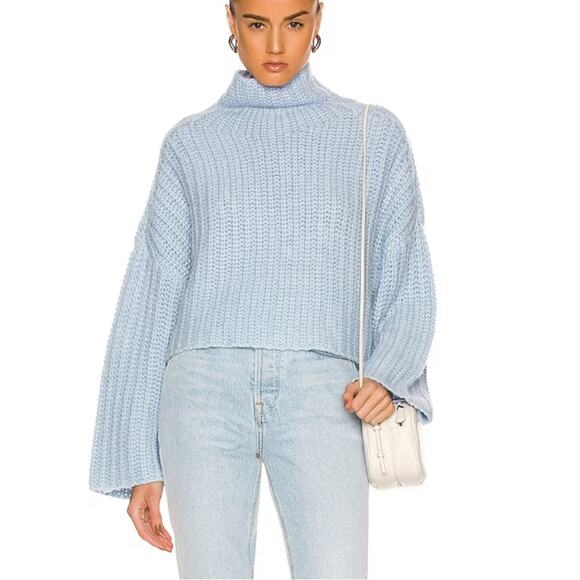 Weekend Stories Alexi Pullover Wool Blend Sweater in Sky Blue Size M - Picture 2 of 8